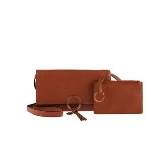 Lucky Brand Kemi Leather Convertible Crossbody & Card Holder Ginger Brown NWT